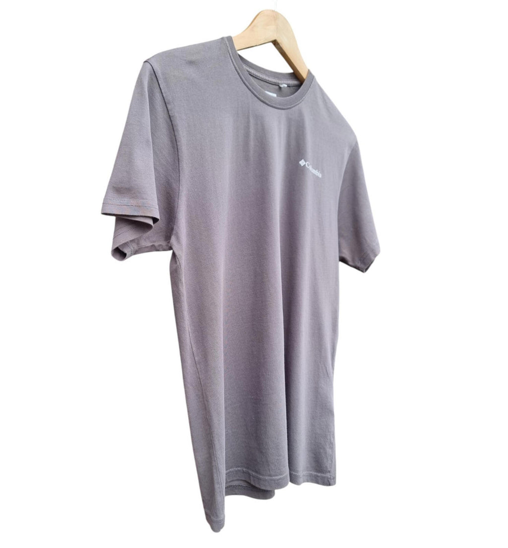 Columbia T-Shirt Grey Jersey Crew Neck Men's UK Size Small Front Back Print