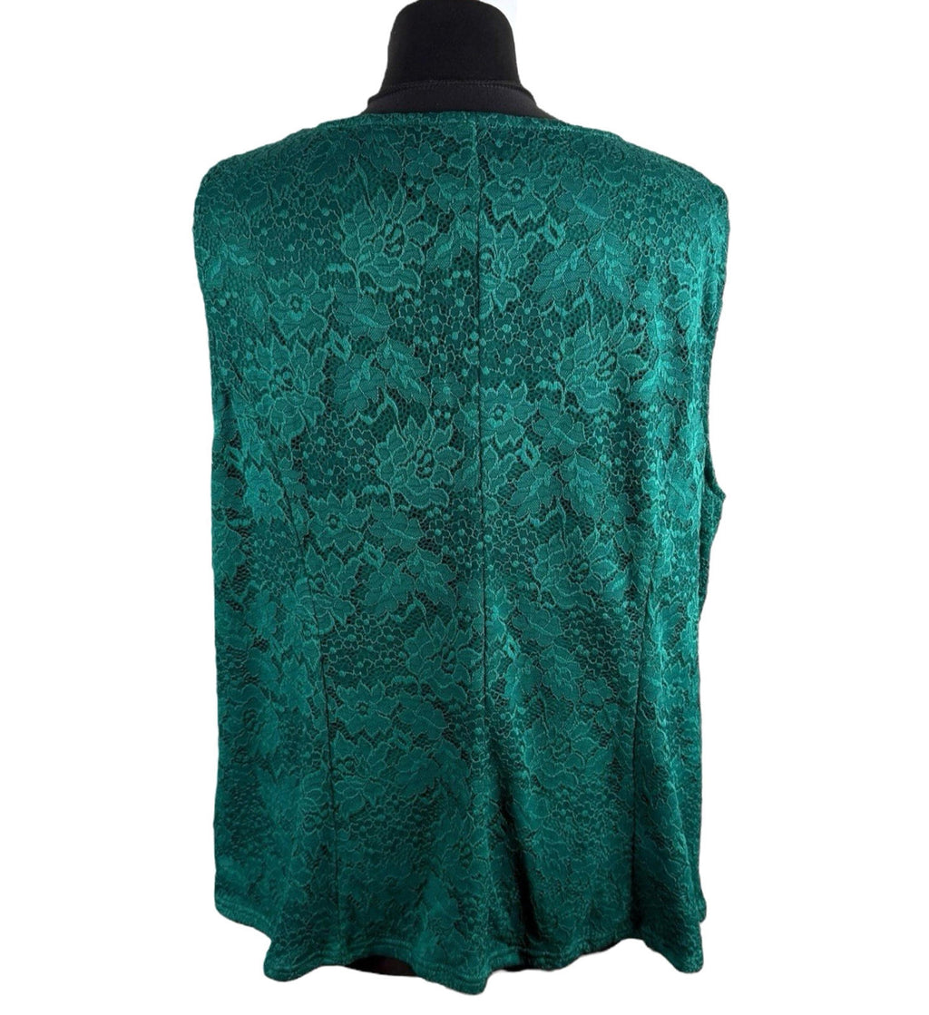 Hanna Nikole Green 2 Piece Blouse Jacket Set Lace Sequin Women’s UK Size 22