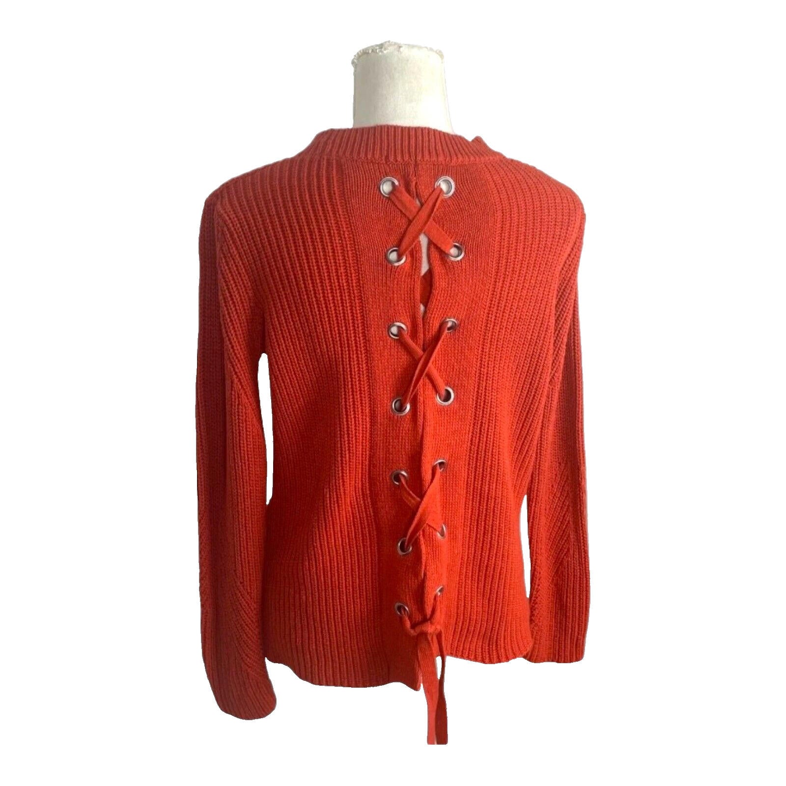 Very Jumper Red Cable Knit Corset Lace Back Women's UK Size 12