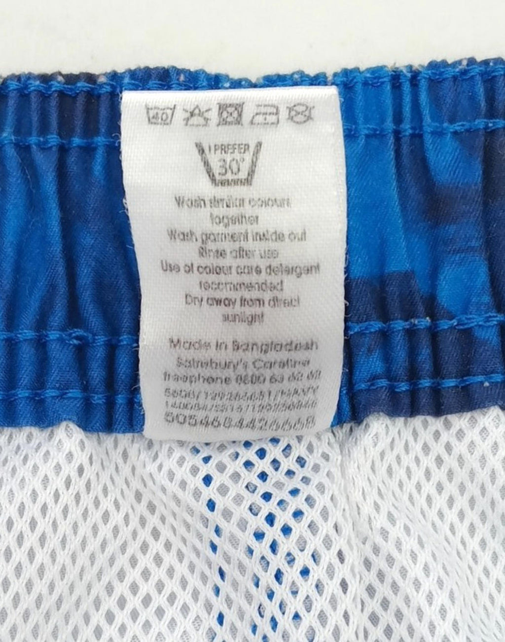 Palm Tree Swim Shorts Men's UK Size L Blue Pockets Drawstring Hawaiian Print