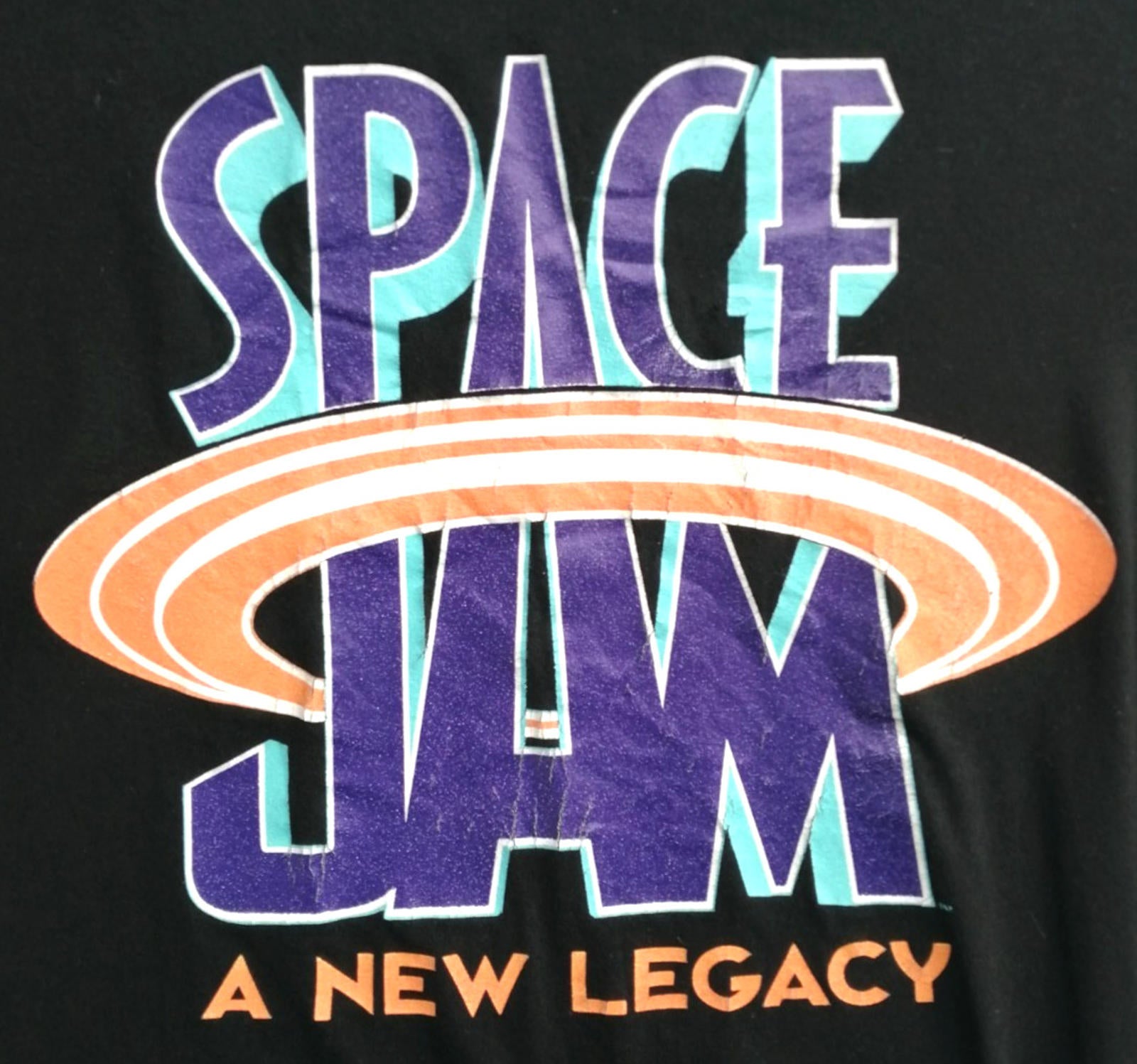 Space Jam Graphic Print T-Shirt Men's Size S/P Black 100% Cotton