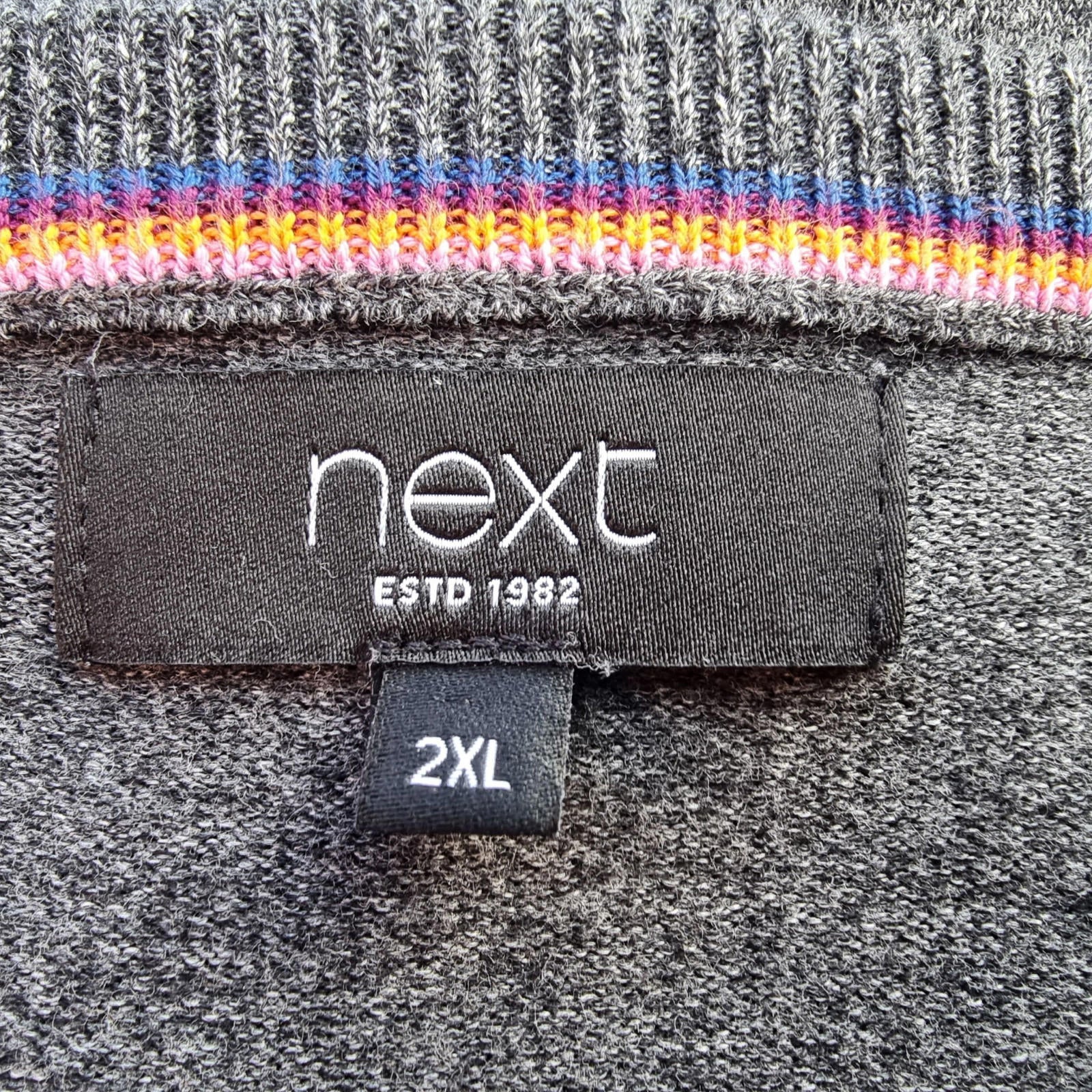 Next Knit Jumper Men's UK Size 2XL Grey V-Neck Sweater Soft Touch Lightweight