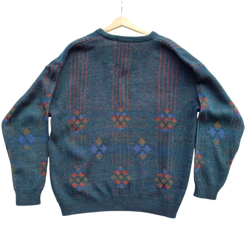 Minister Knit Jumper Men's UK Size L Green V-Neck Sweater 100% Acrylic