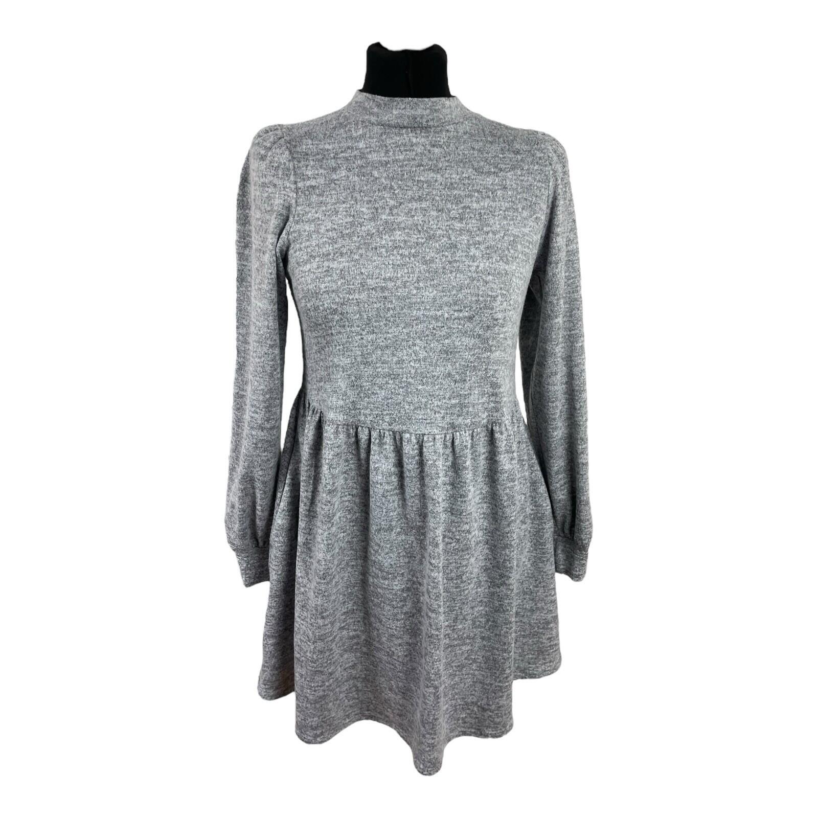 New Look Grey Mini Dress High Neck Long Sleeve Women’s UK Size 8