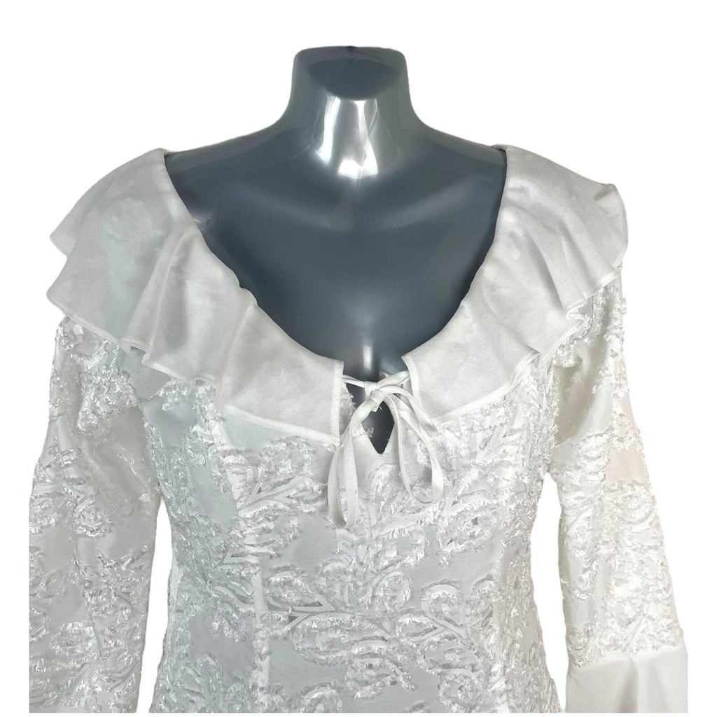 China Base White Frill Textured Blouse Top Women’s UK Size 8