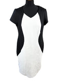 Savoir Black White Pencil Dress Textured Formal Short Sleeve Women’s UK Size 18