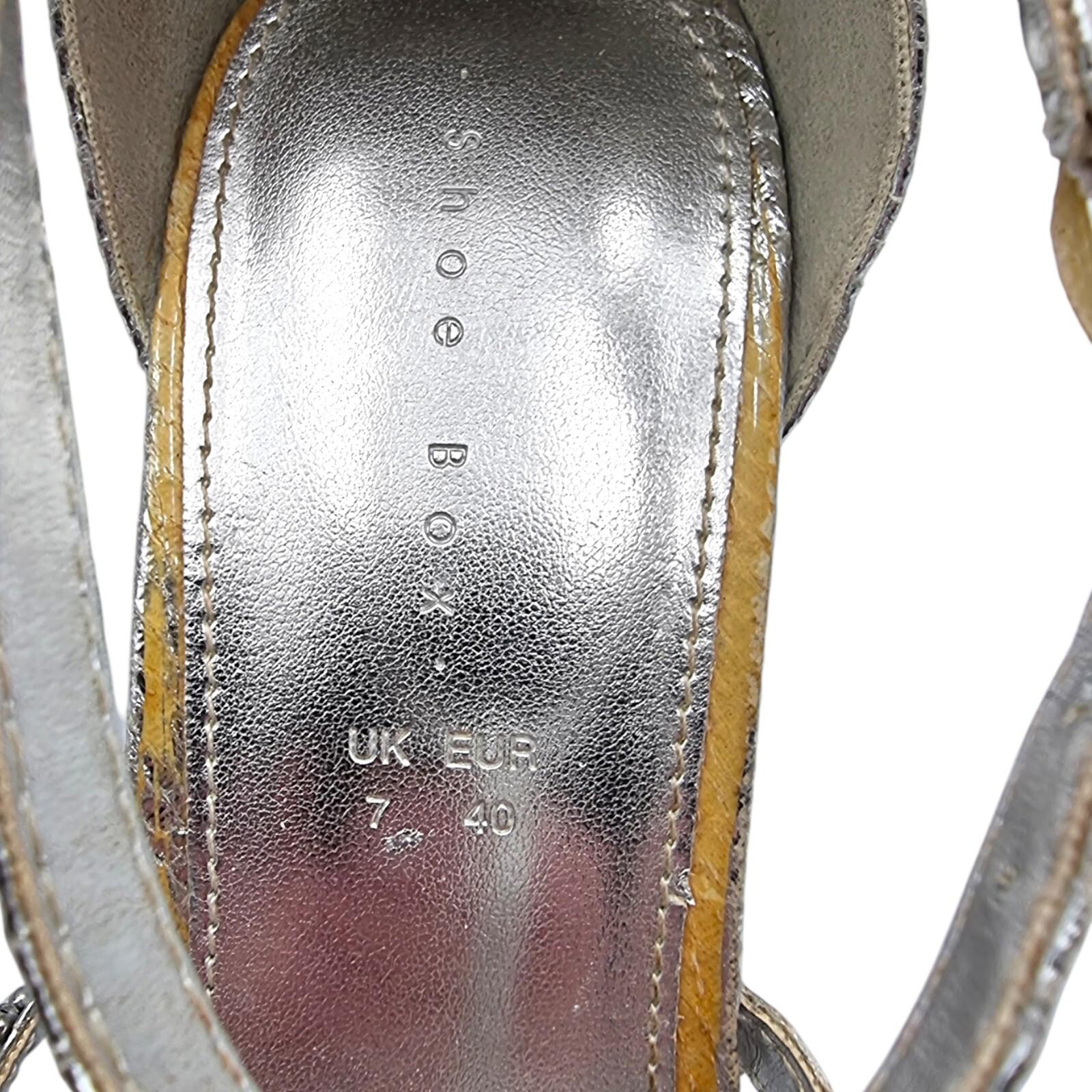 Shoe Box Silver Embellished High Heel Sandles Womens UK Size 7
