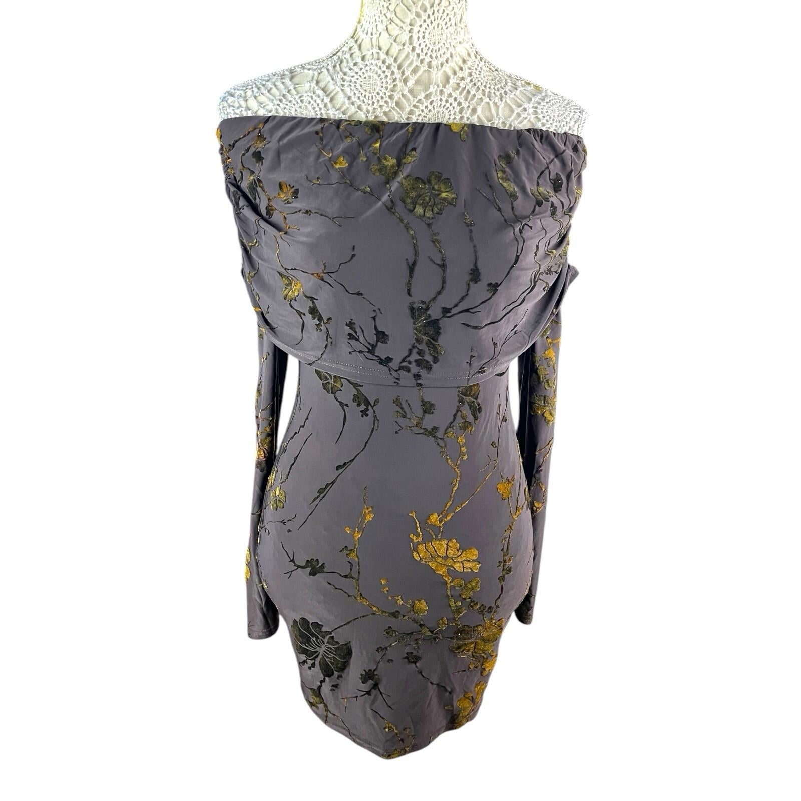 Pretty Little Thing Off-Shoulder Mini Dress Women’s UK Size 8 Long Sleeve Ruched
