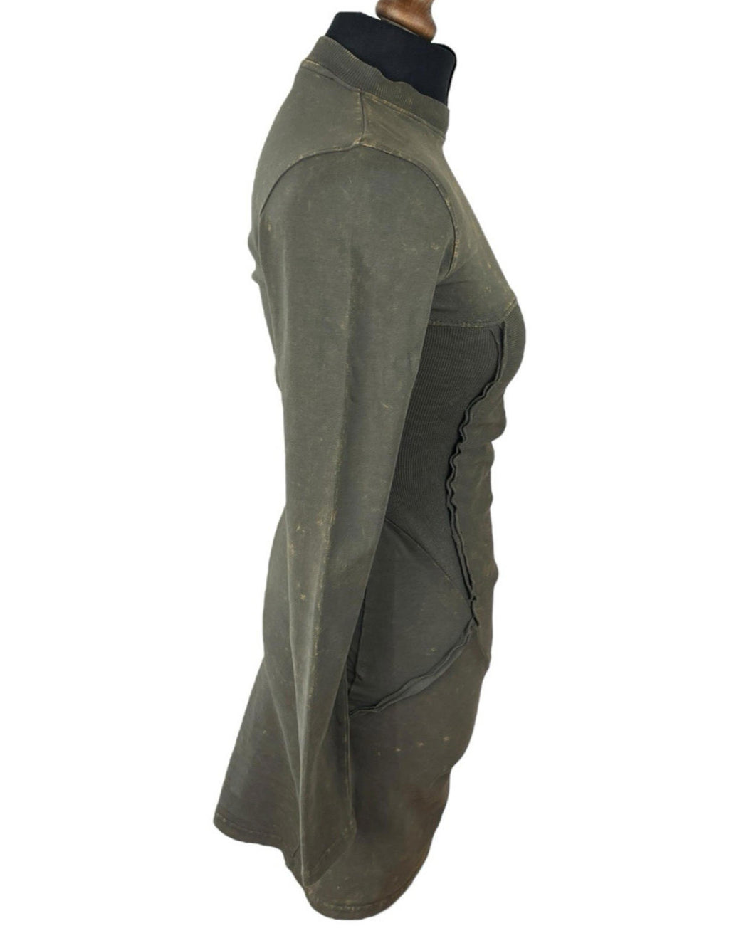 Pretty Little Thing Green Grunge Bodycon Dress High Neck Mini Women’s UK Size 8