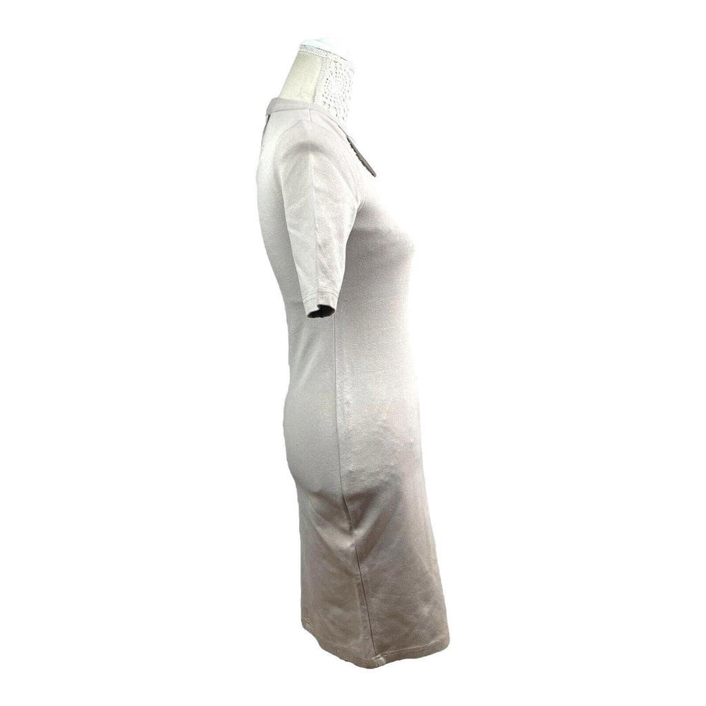 River Island Beige Midi Dress Bodycon High Neck Women’s UK Size 12