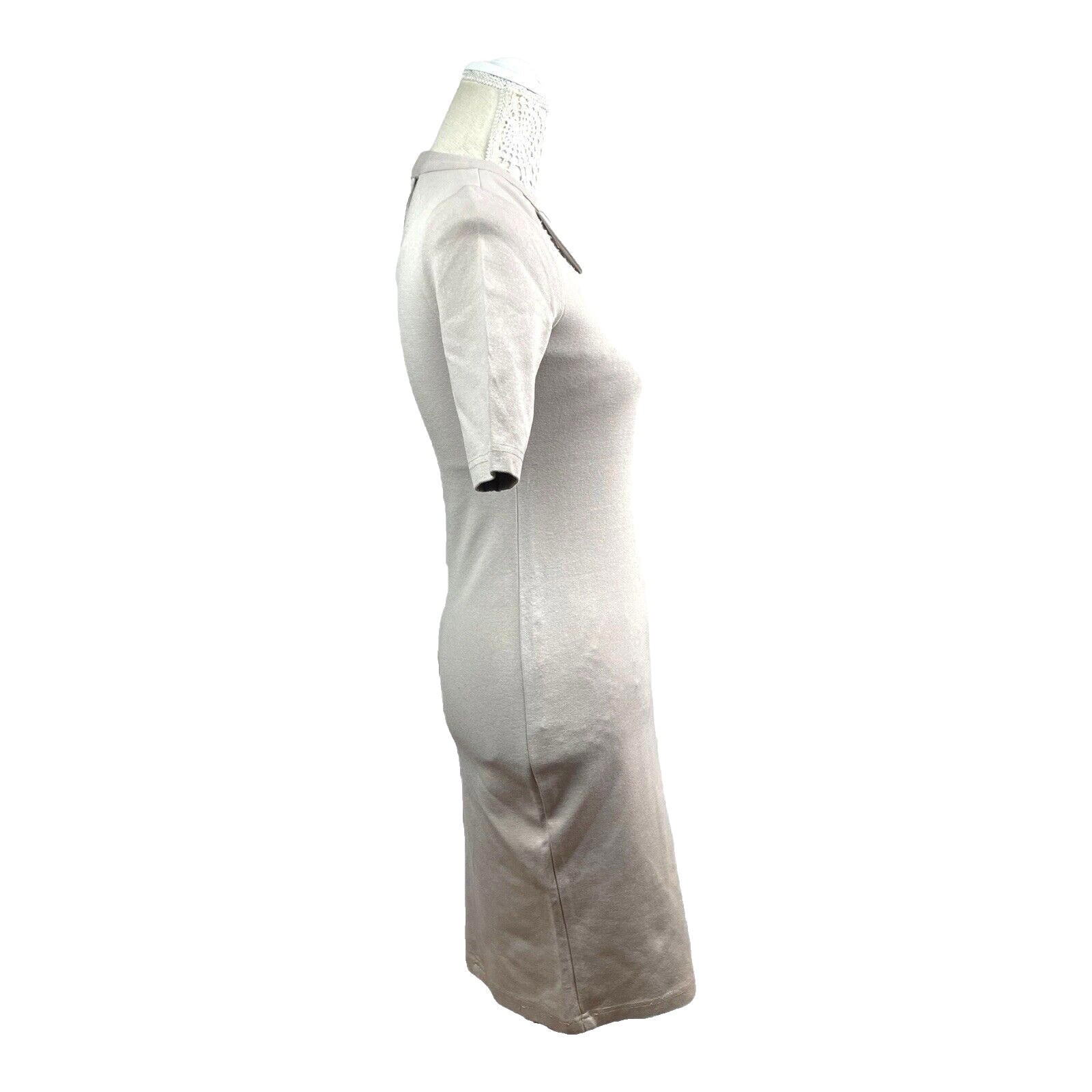 River Island Beige Midi Dress Bodycon High Neck Women’s UK Size 12