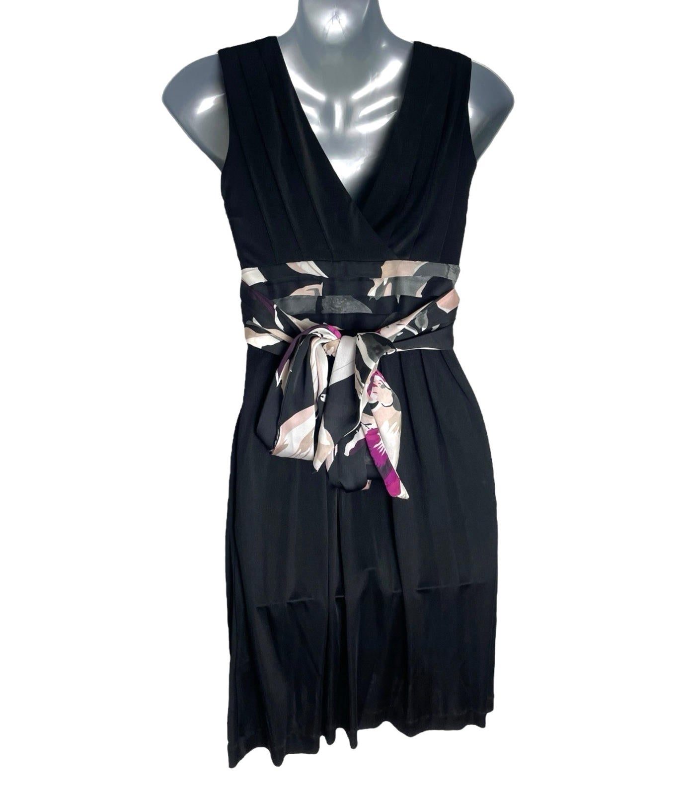 Ted Baker Black Occasion Dress Knee Length Floral Tie Back Women's UK Size 0 2XS