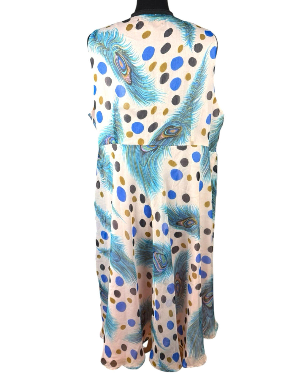 Marksharn Chiffon Party Dress Women’s UK Size 3XL Peacock Design Multicolour