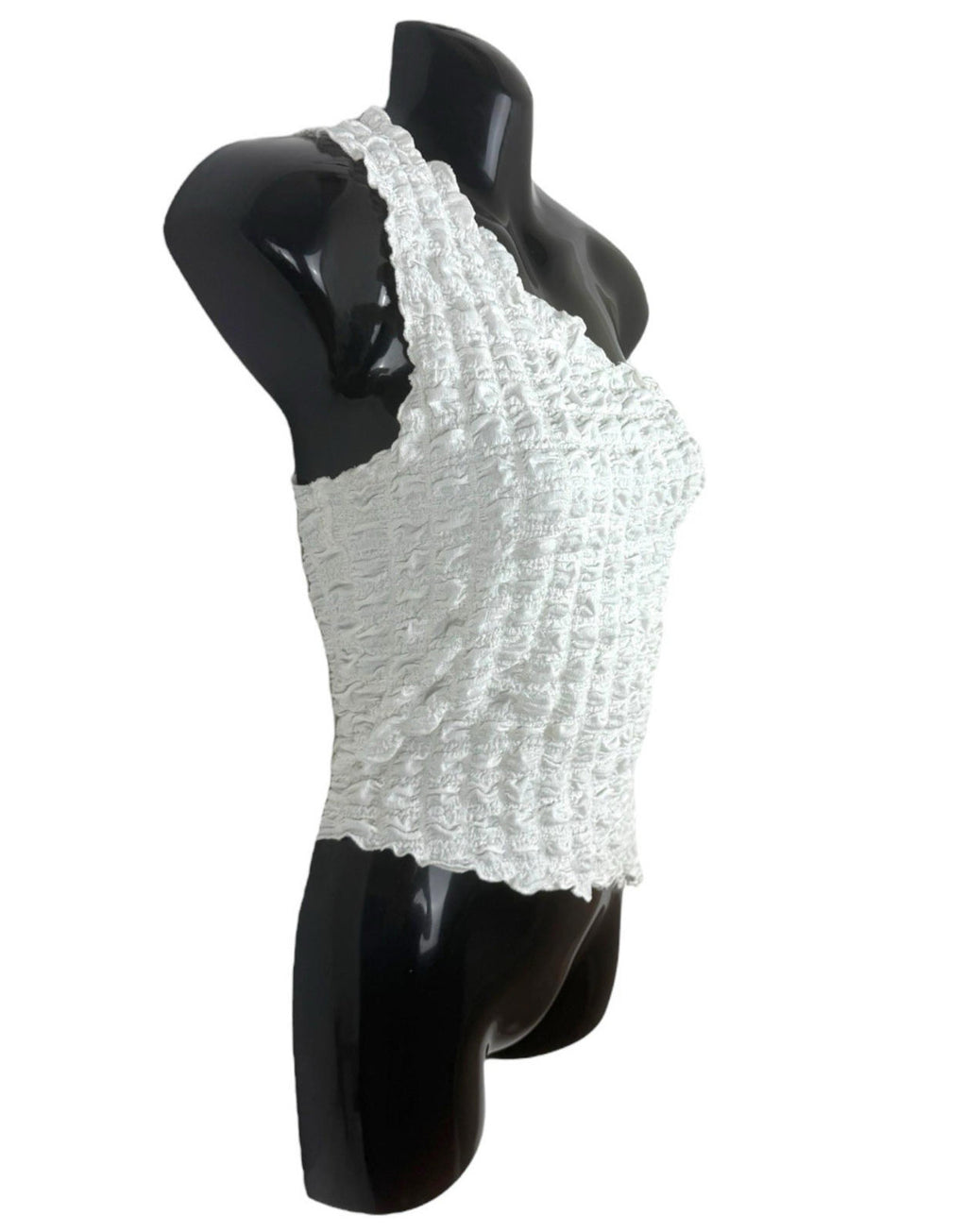 Divided White One Shoulder Top Textured Women’s UK Size XS
