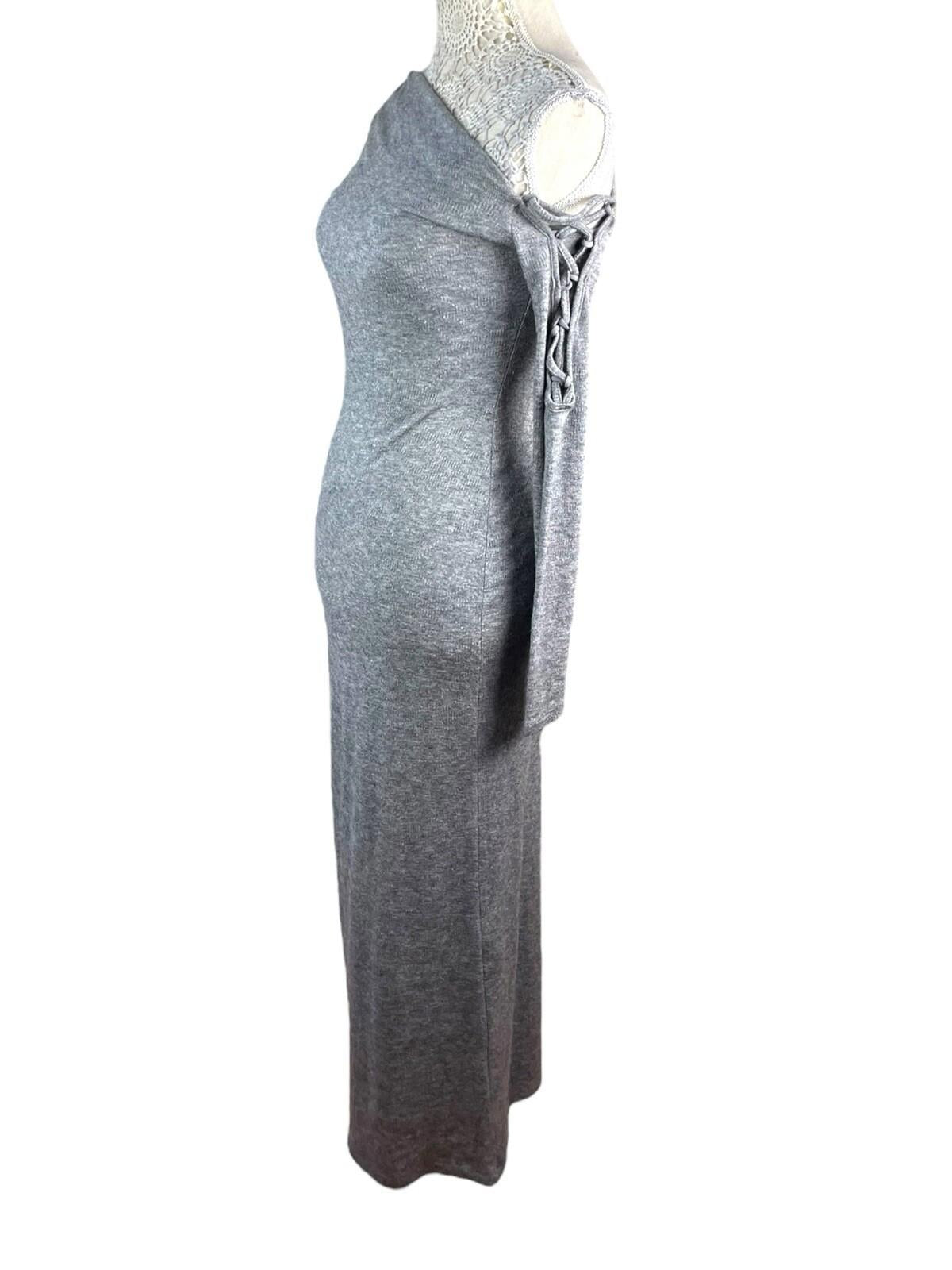 Figa Grey Knit Soft Touch One Shoulder Maxi Dress Women’s UK Size 8