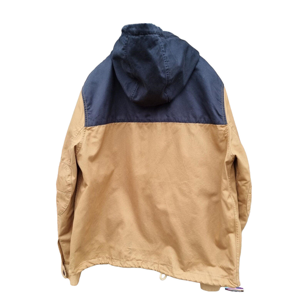 River Island Hooded Jacket Beige Blue 100% Cotton Men's UK Size XL