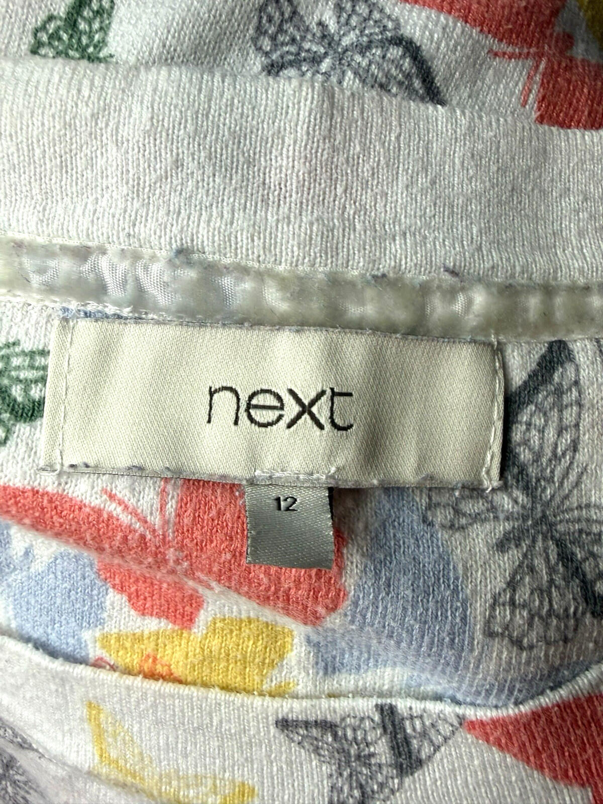 Next Butterfly Print T-Shirt Top Women’s UK Size 12 Multi-Color Studded Accents