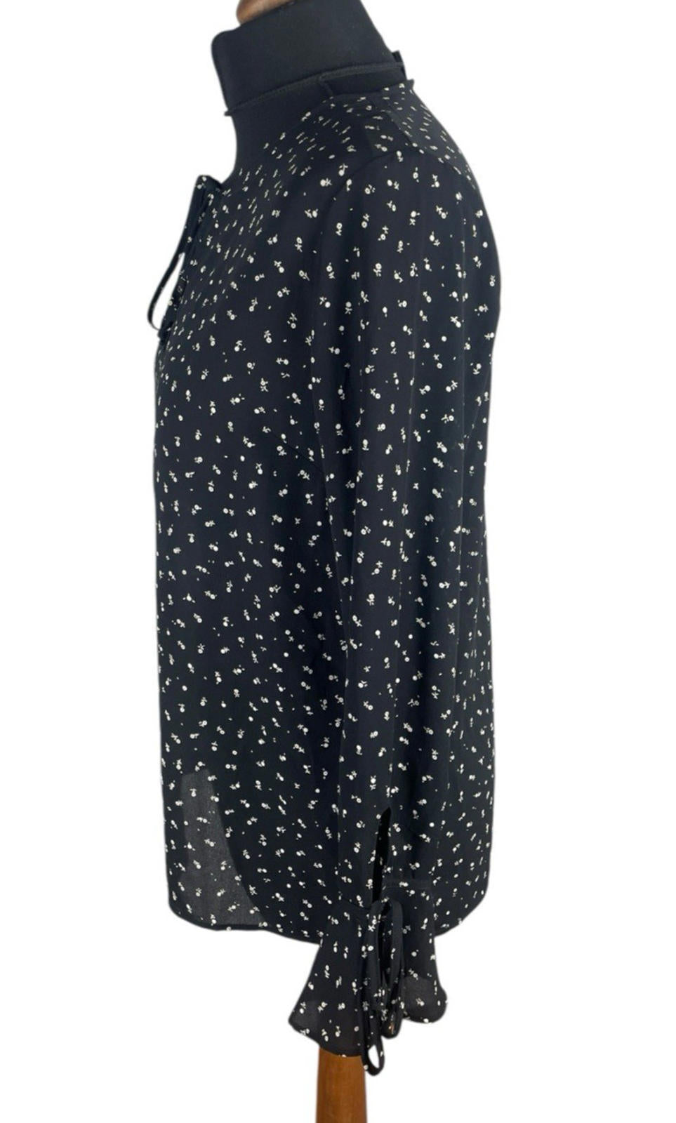 Lumiere Black Floral Blouse Long Sleeve Women’s UK Size S