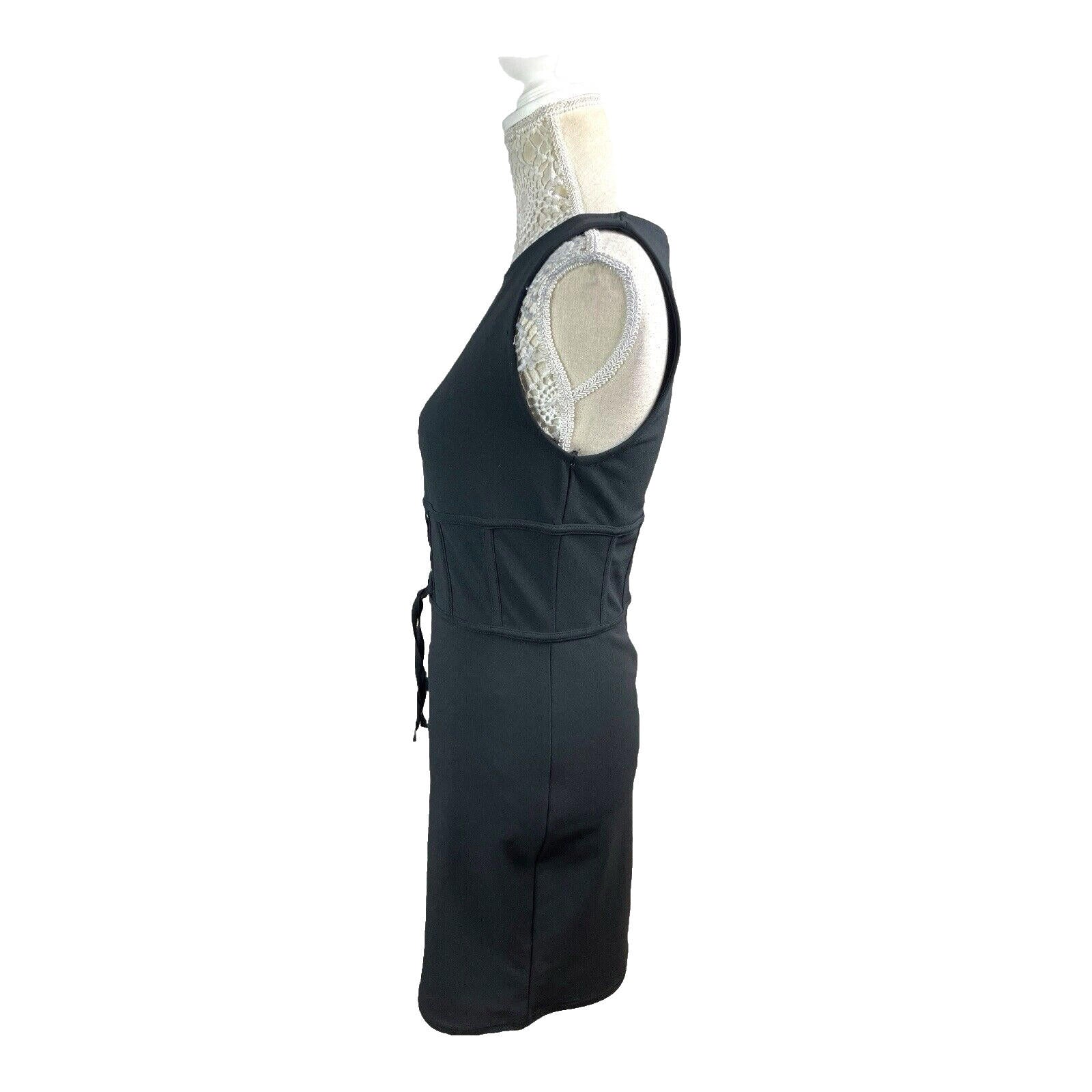 River Island Black Mini Dress Bodycon Corset Waist Women’s UK Size 12
