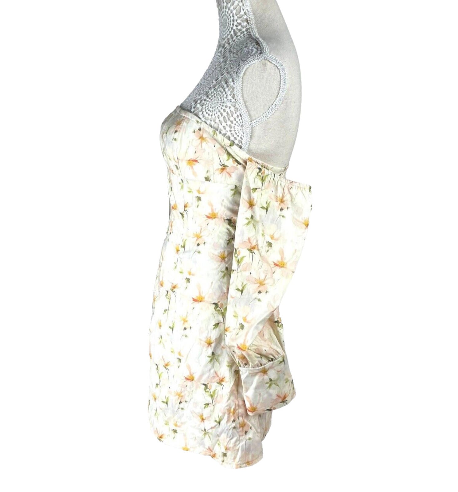 Pretty Little Thing Mini Dress Floral Off Shoulder Women's UK Size 8