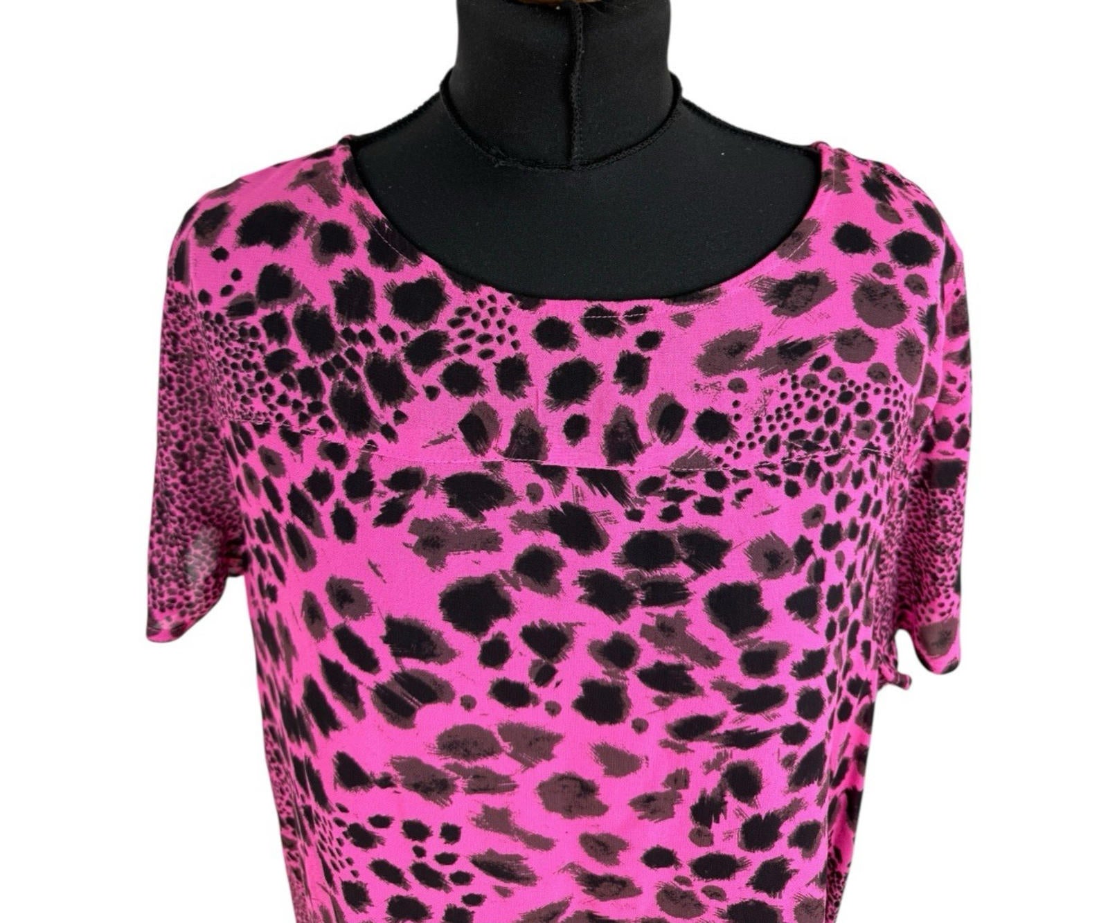 Next Chiffon Top Sheer Leopard Print Pink Lightweight Women’s UK Size 14