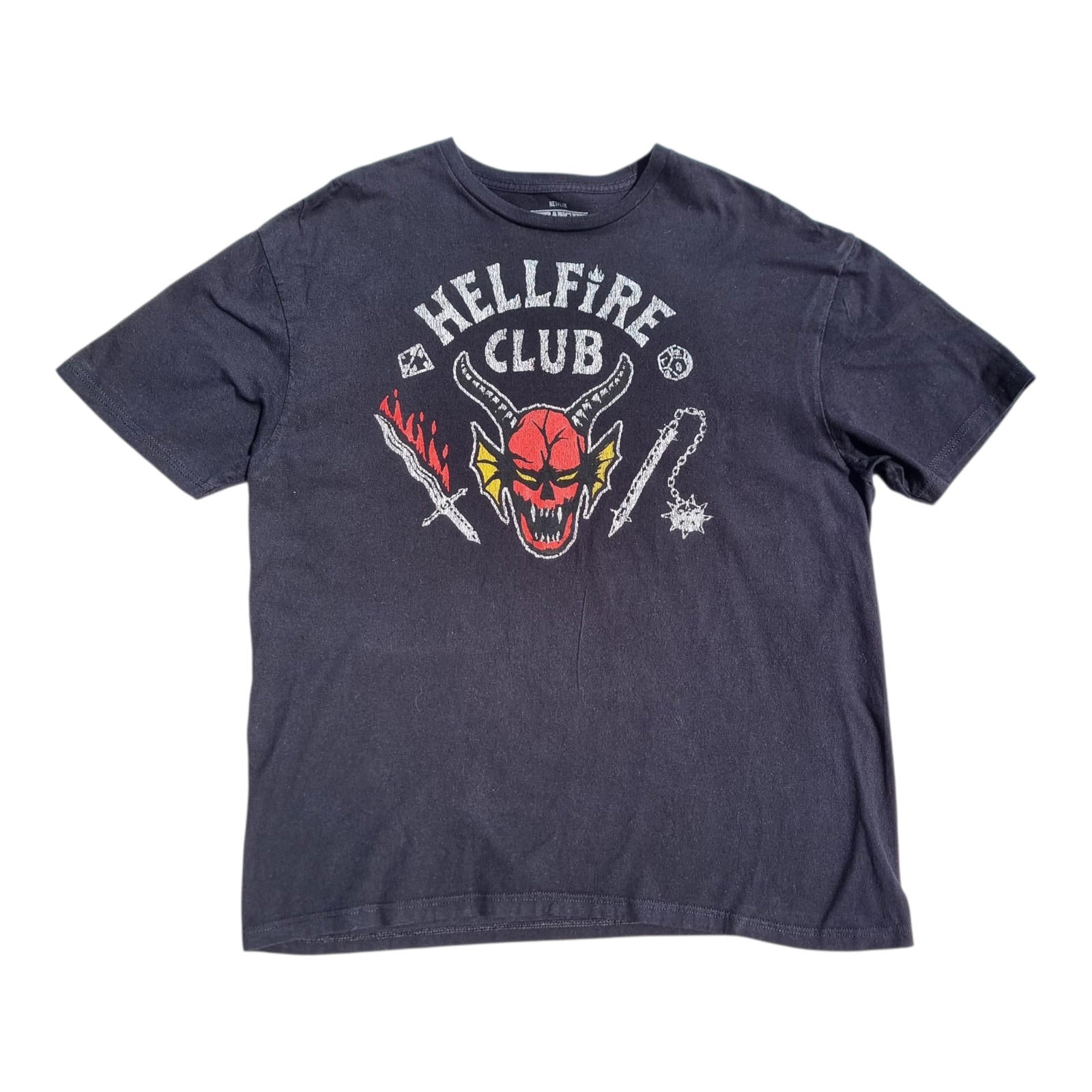 Stranger Things Graphic Print T-Shirt Men's UK Size XL Black Crew Neck