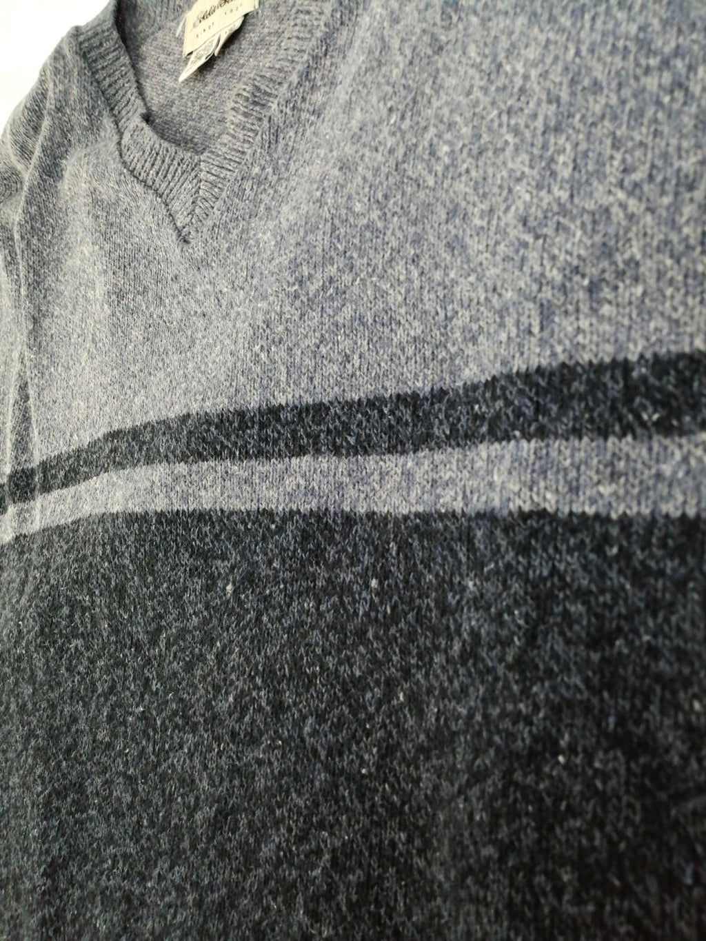Eddie Bauer Grey Navy Knit Sweatshirt Jumper Men's Size XL Pullover