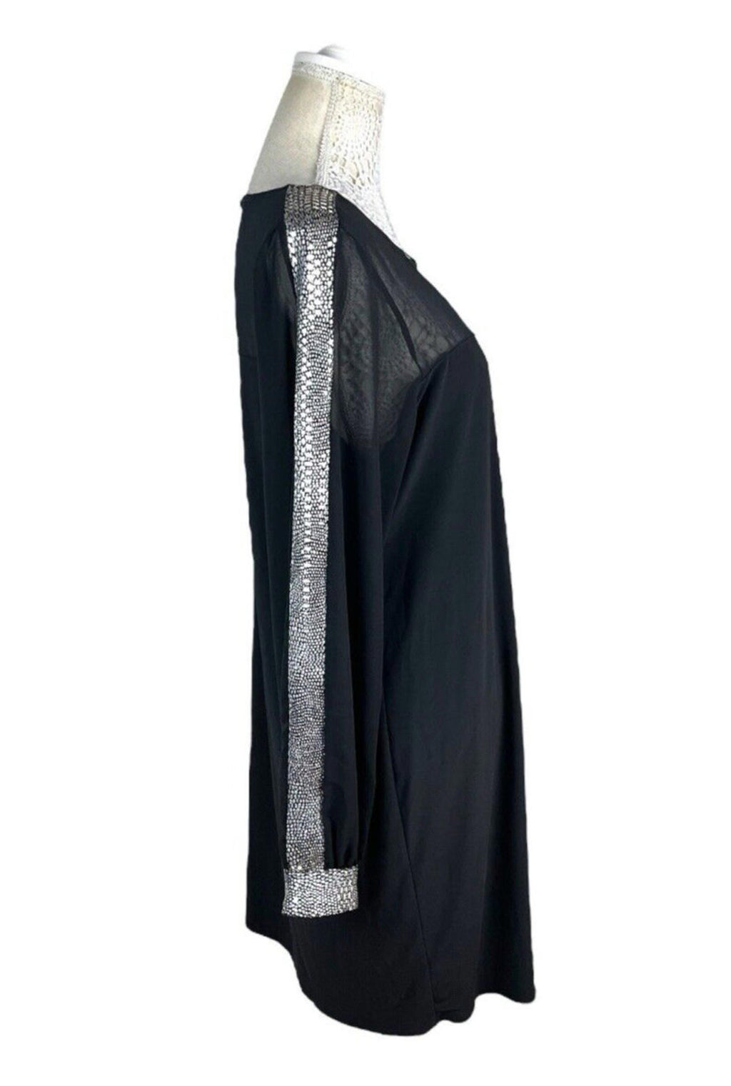 Roman Black Dress Silver Embellishment Midi Women’s UK Size 16