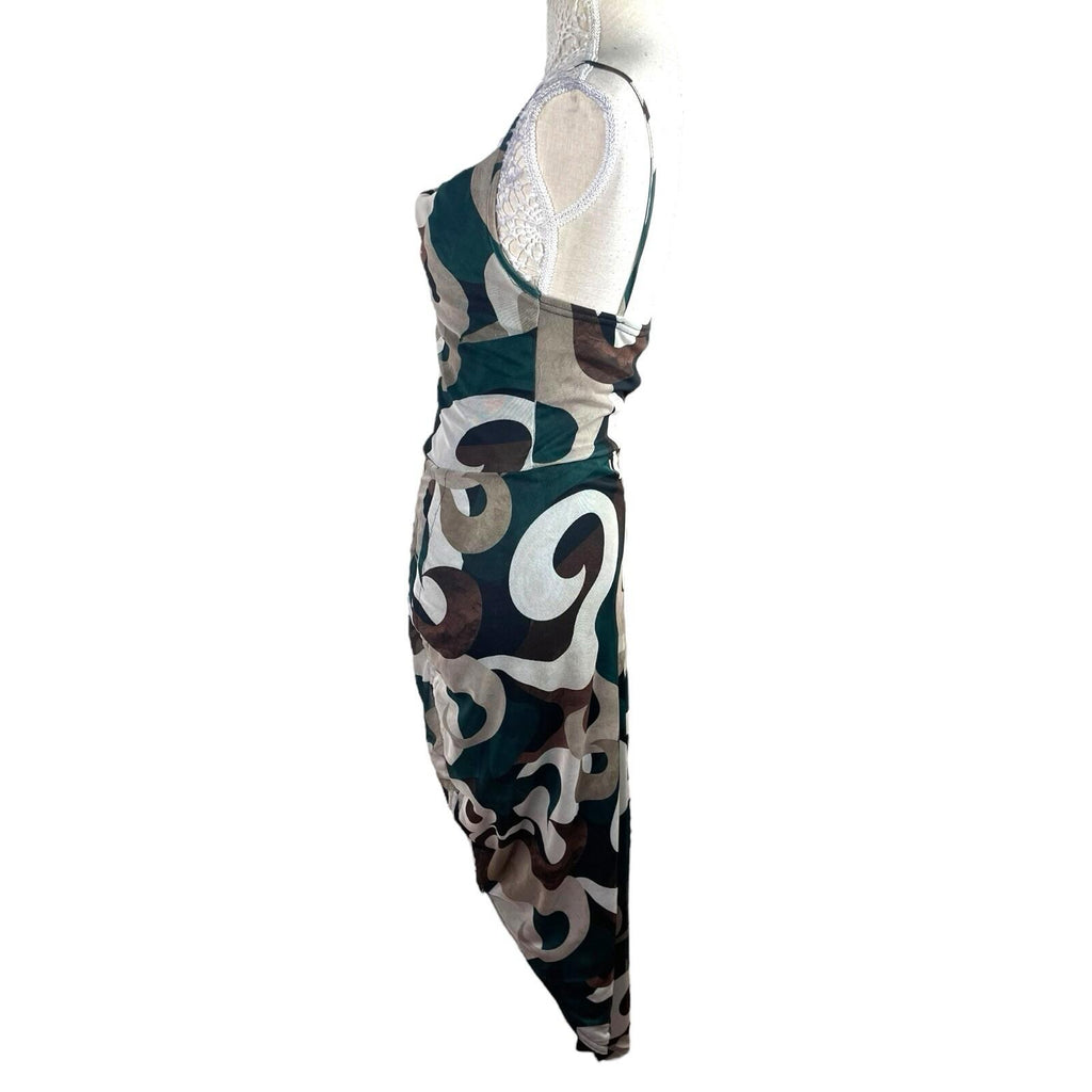 Pretty Little Thing Swirl Print Midi Dress Women’s UK Size 10 Abstract Camisole