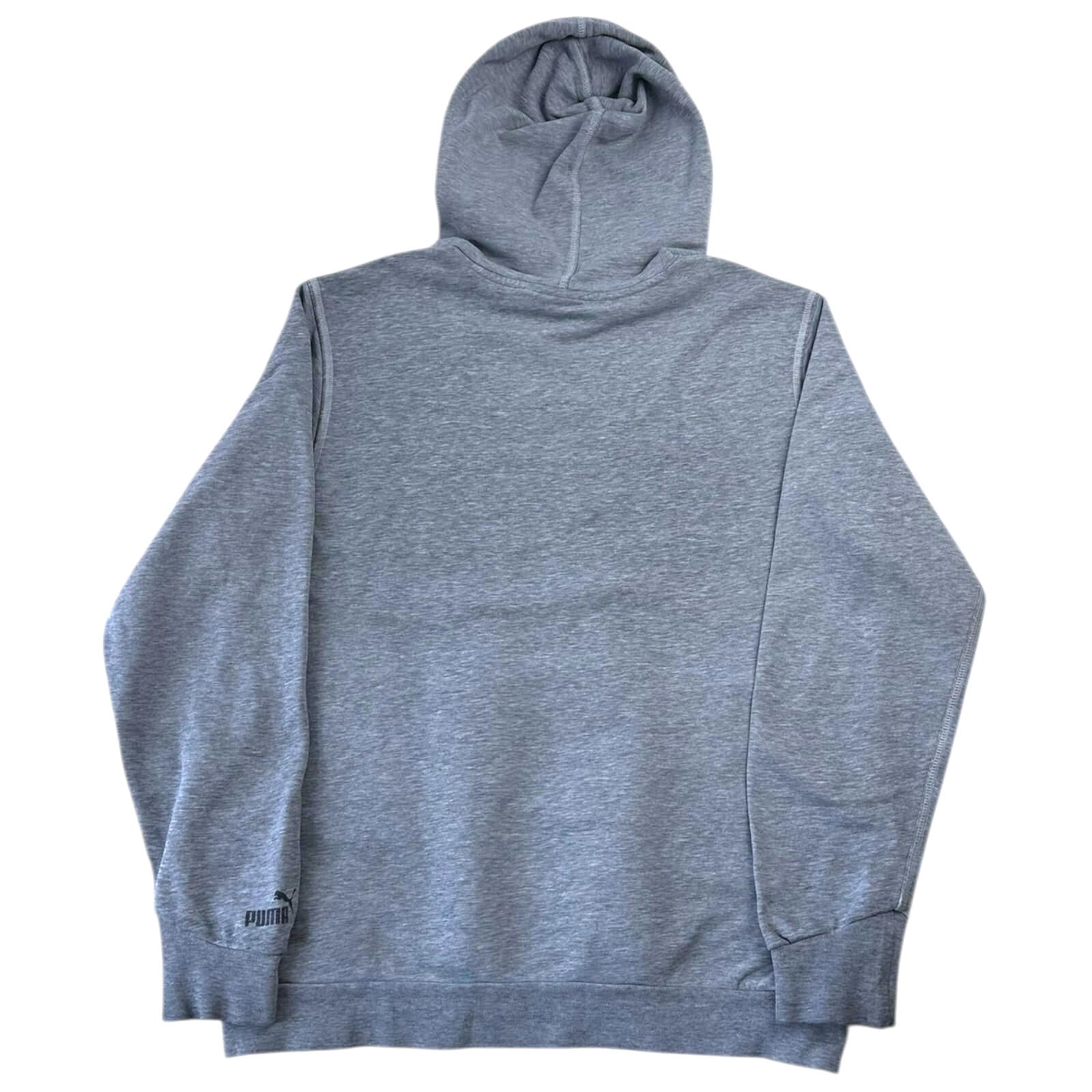 Puma Hoodie Men's UK Size L Grey Red Label Black Graphic Print Drawstring