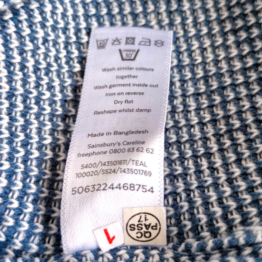 TU Man Blue Striped Polo Shirt 100% Cotton Easy Care UK Men's Size S