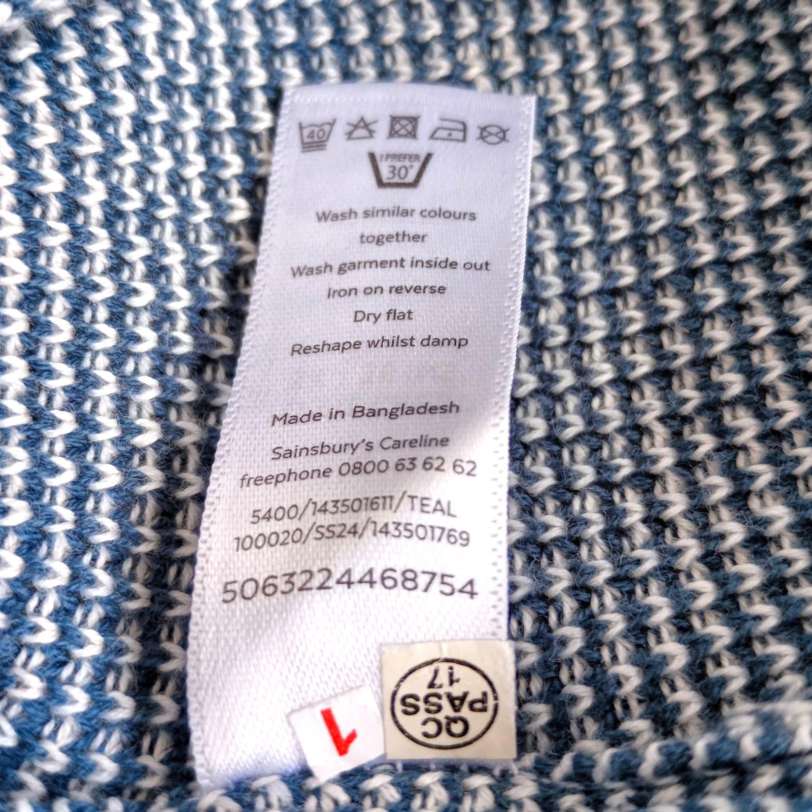 TU Man Blue Striped Polo Shirt 100% Cotton Easy Care UK Men's Size S