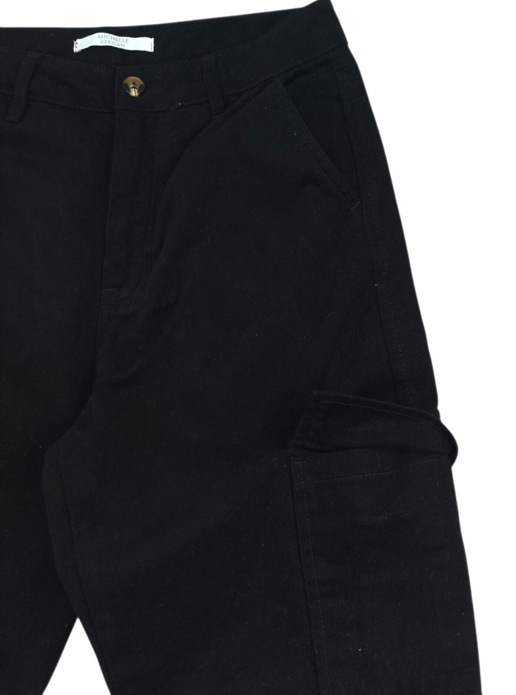 Michelle Keegan Cargo Jeans Women's UK Size 10 Black 100% Cotton Pockets Zip