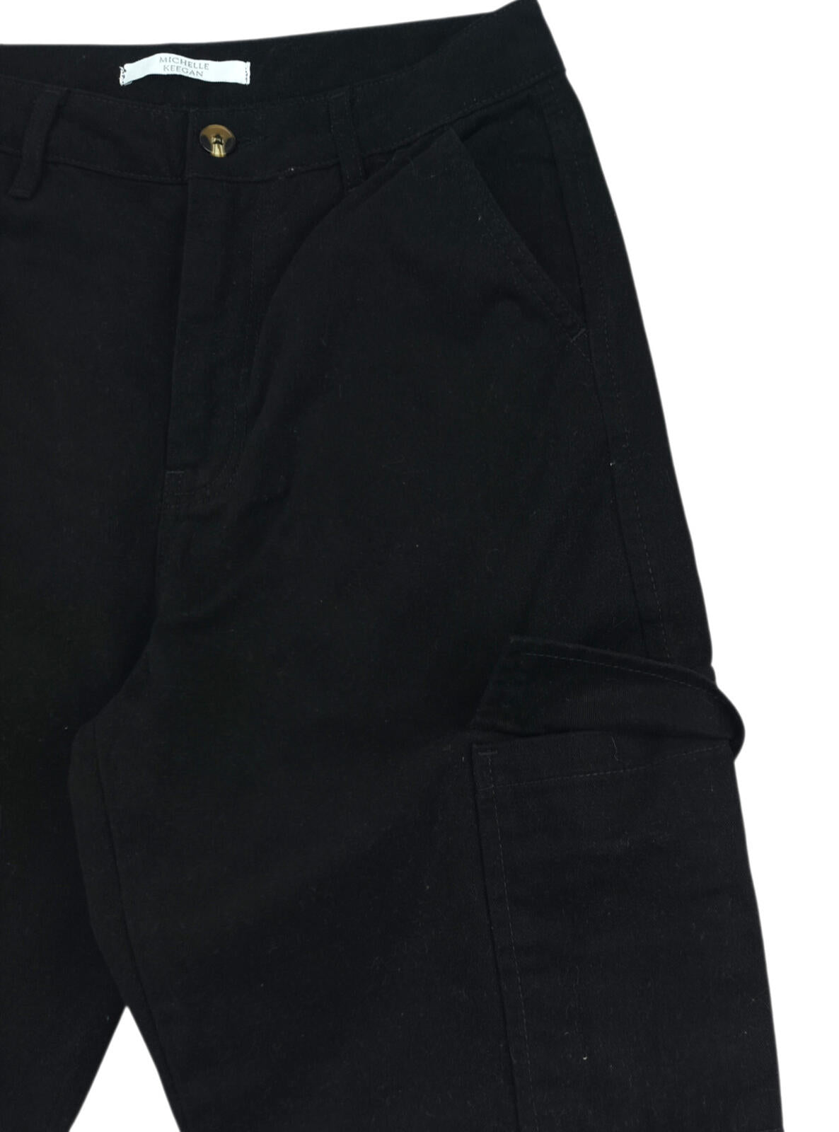 Michelle Keegan Cargo Jeans Women's UK Size 10 Black 100% Cotton Pockets Zip