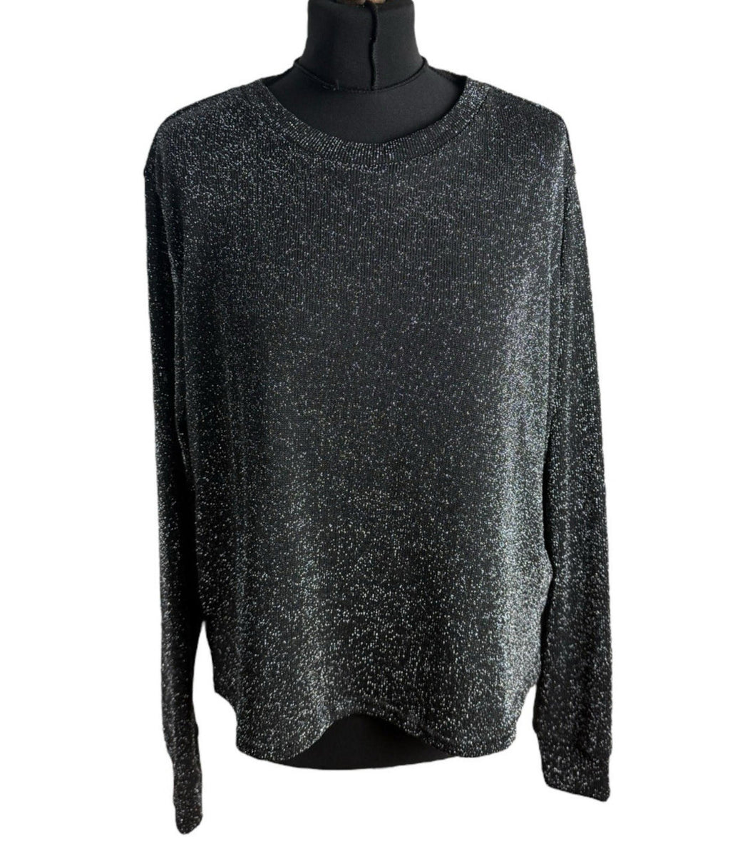 Divided Black Silver Sparkle Sweater Jumper Women’s UK Size L Crew Neck
