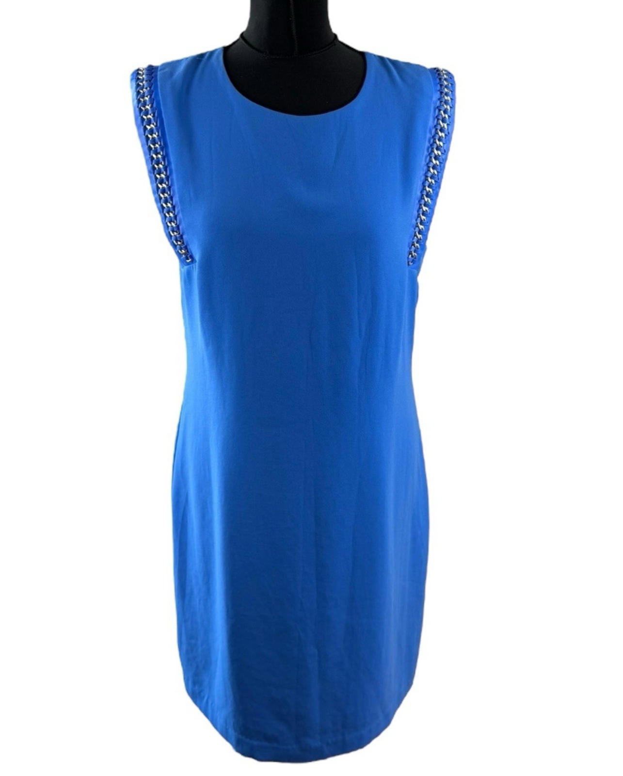 Spotlight By Warehouse Blue Mini Dress Gold Chain Detail Women’s UK Size 14