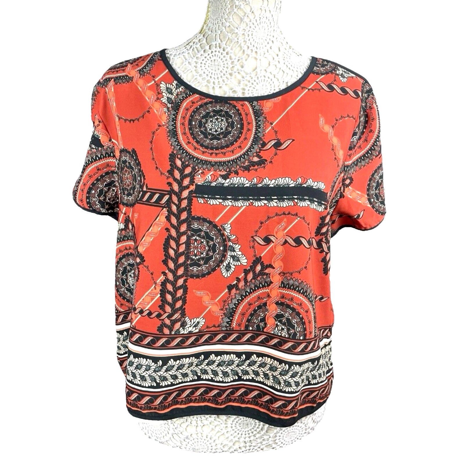 River Island Burnt Orange T-shirt Top Cropped Women’s UK Size 12