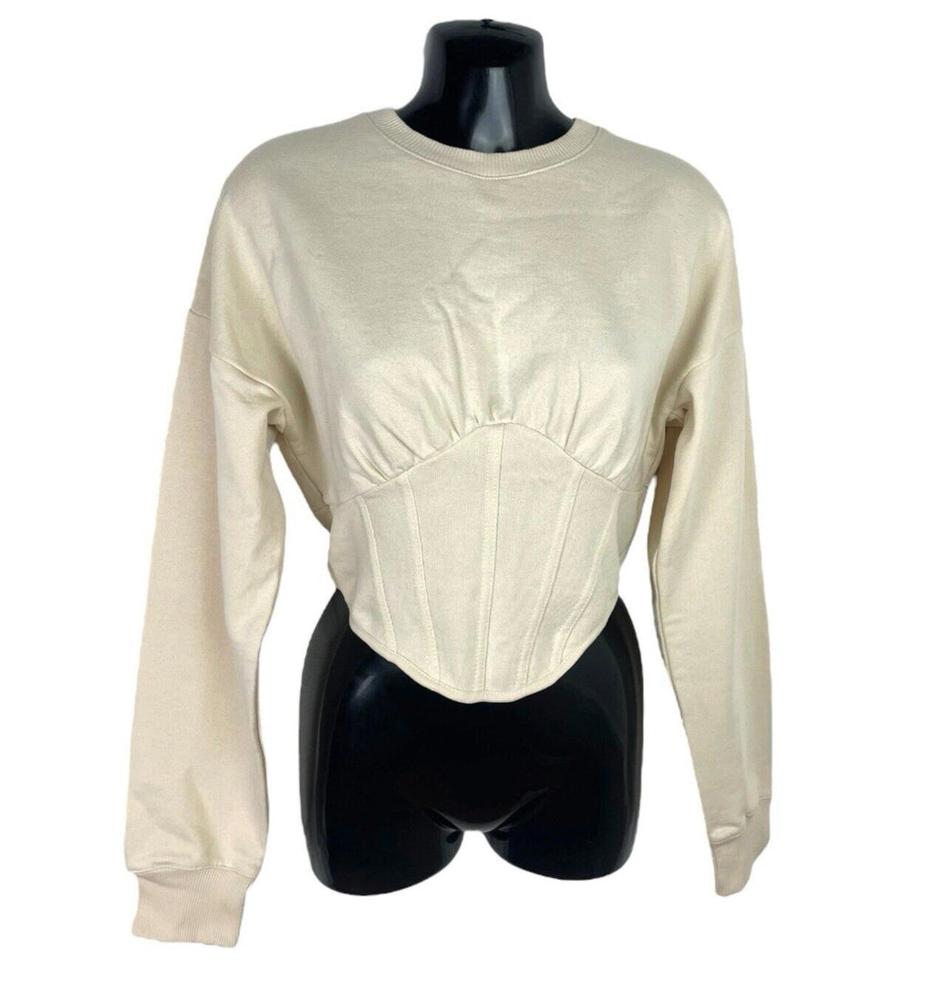 Stradivarius Beige Cropped Sweater Structured Waist Women’s UK Size XS