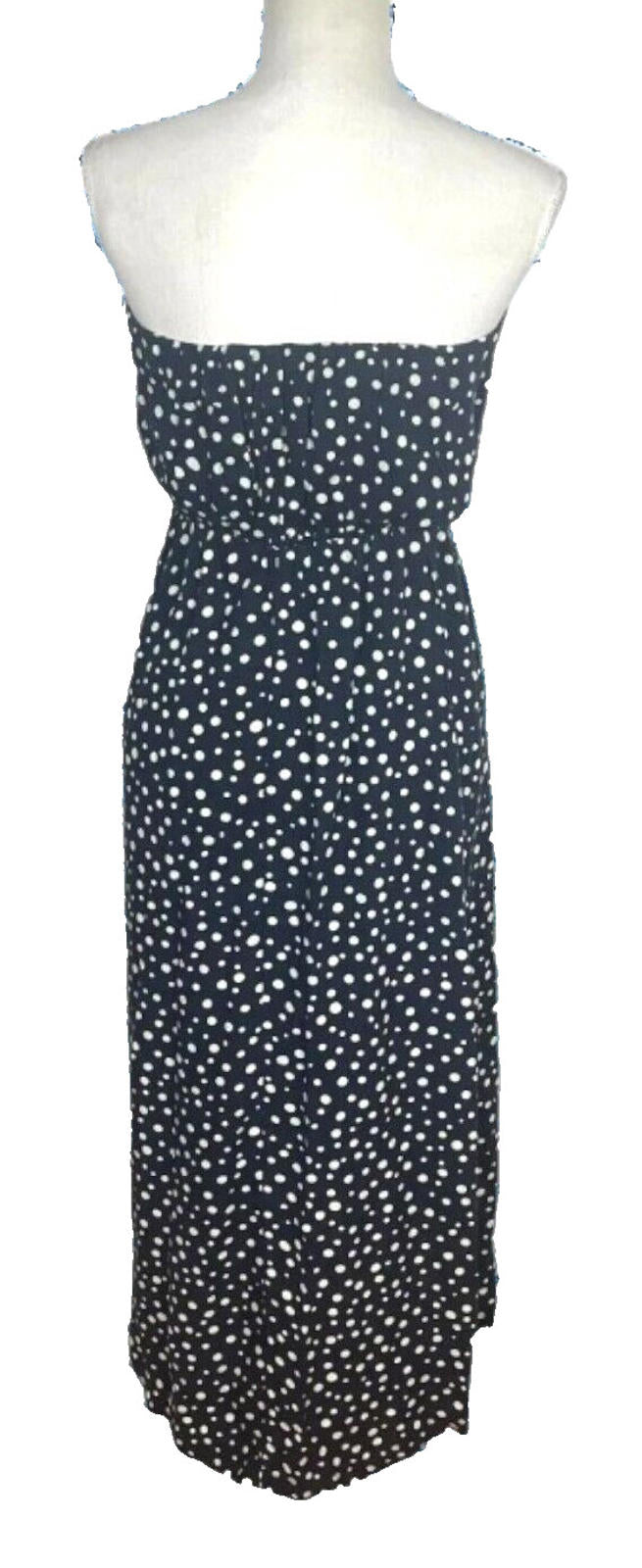 AX Paris Maxi Dress Polka Dot Navy & Cream Women's UK Size 10