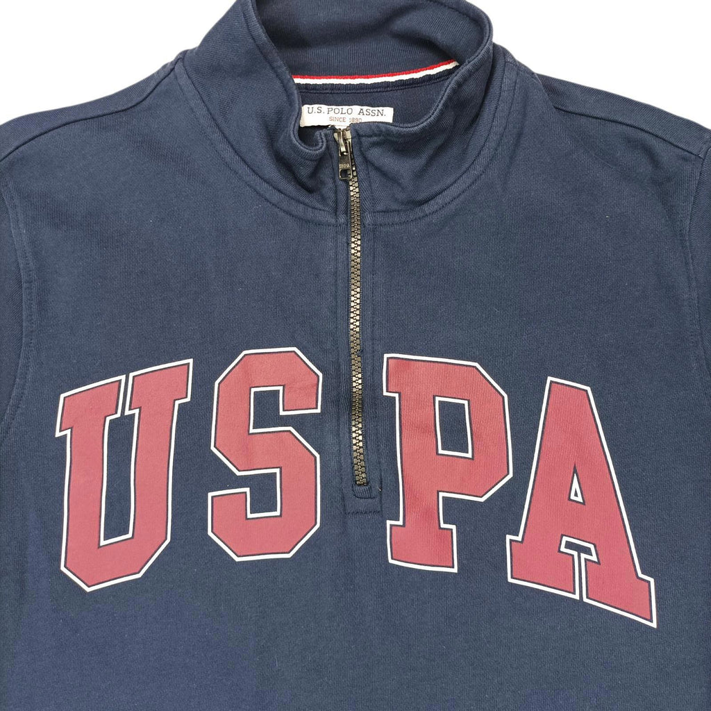 U.S. Polo Assn Sweatshirt Men's UK Size M Blue Jersey Jumper Cotton Pockets Zip