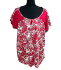 Next T-Shirt Blouse Top Women’s UK Size 16 Paisley Short Sleeve Cotton Red
