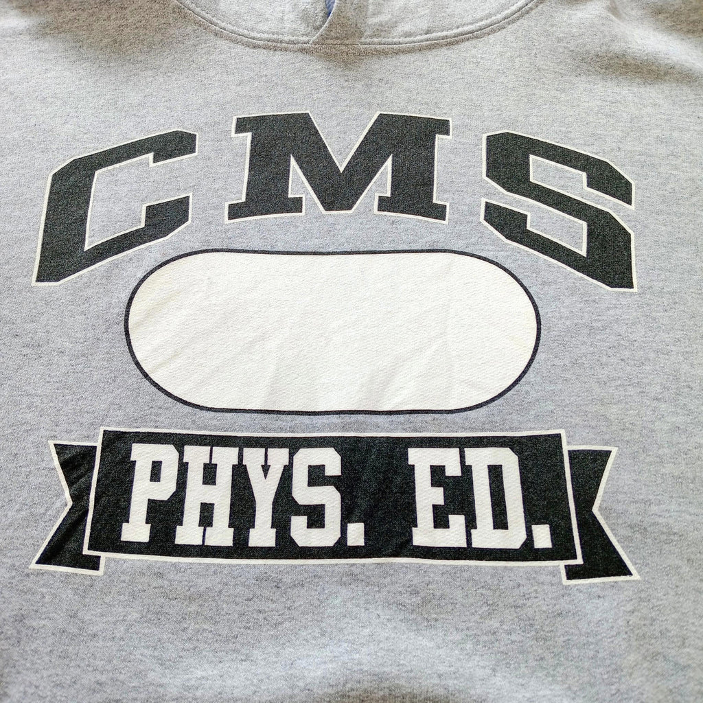 Grey Graphic Print Jersey Hoodie Men's UK Size S CMS PHYS. ED. Fleece Lined