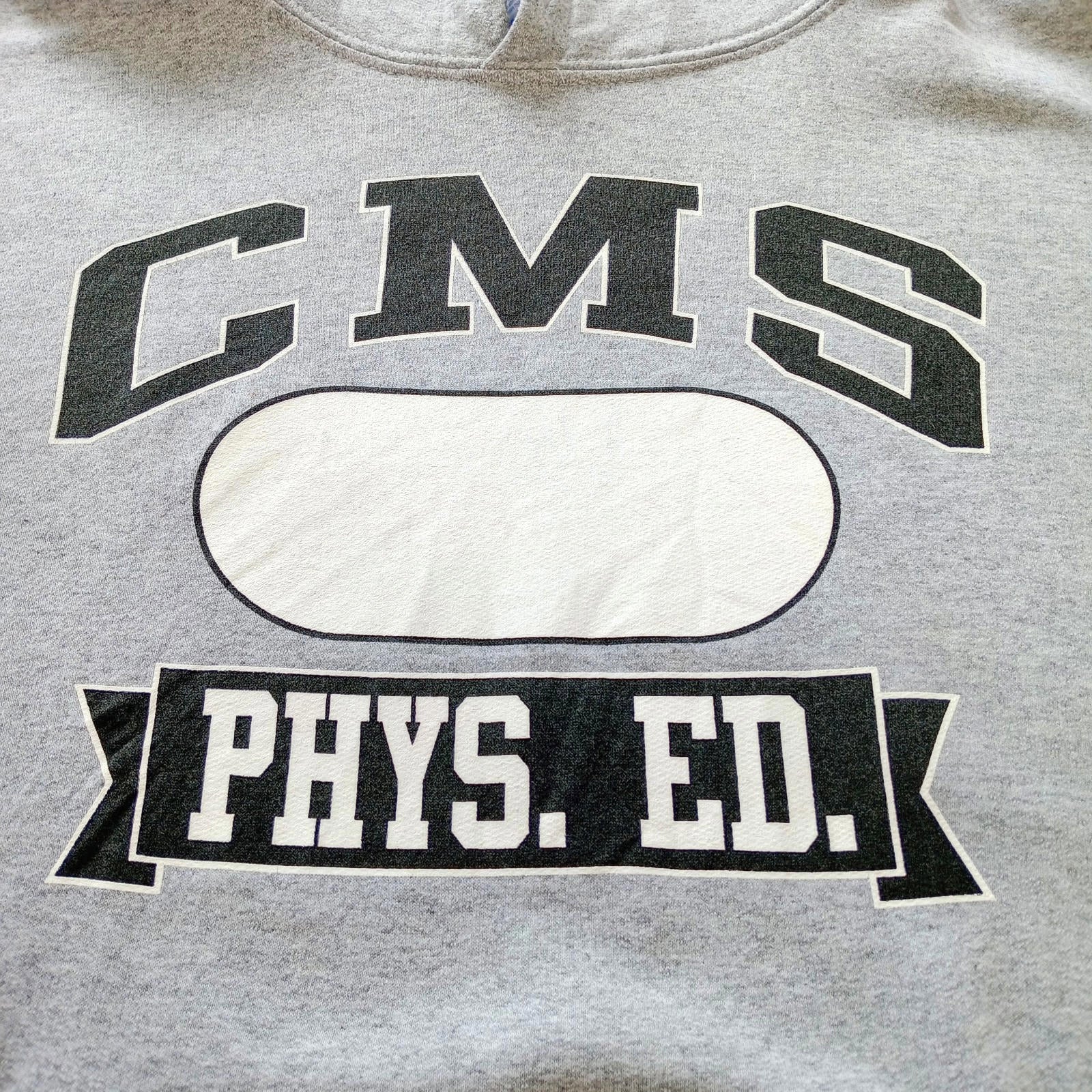 Grey Graphic Print Jersey Hoodie Men's UK Size S CMS PHYS. ED. Fleece Lined