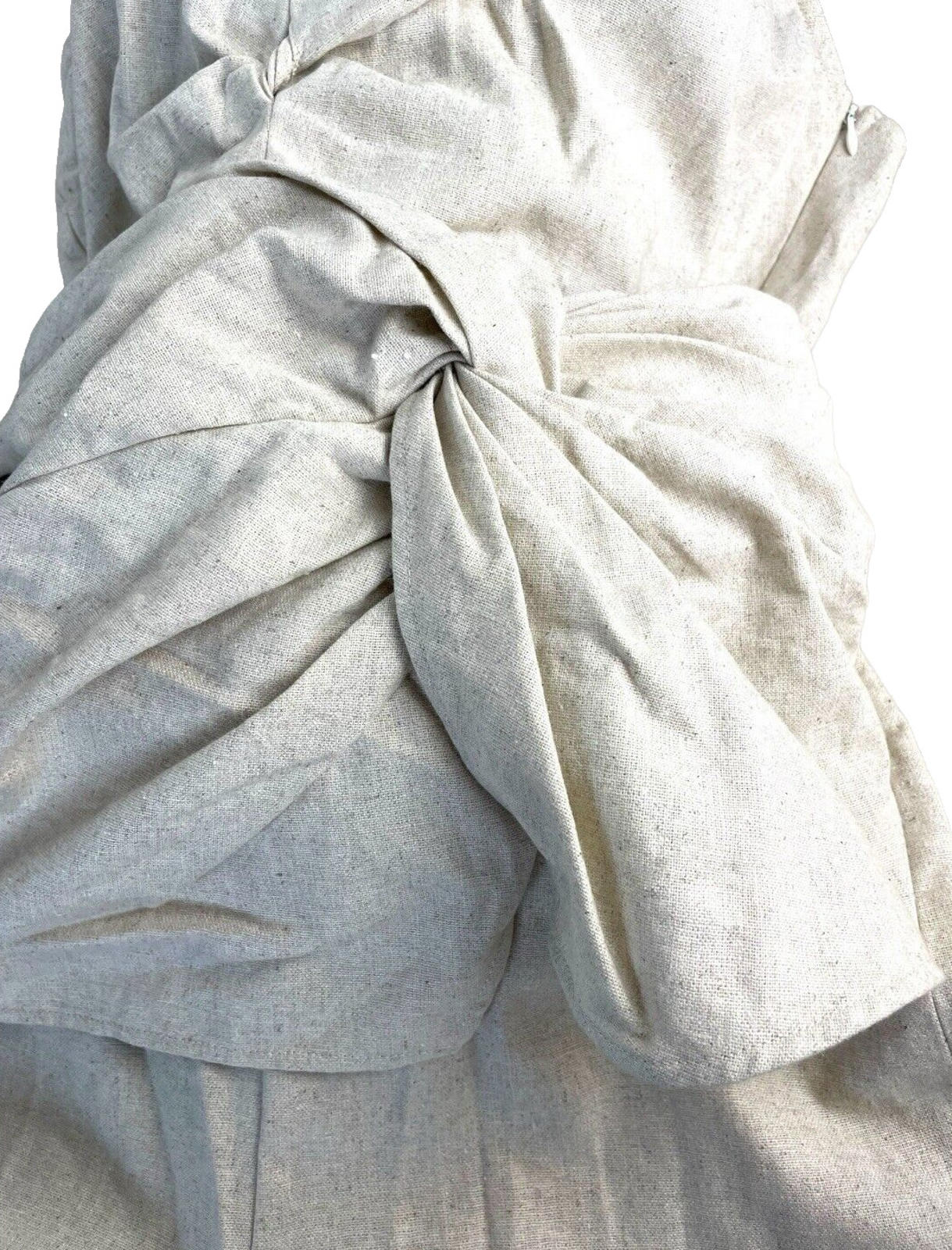 Beige Linen One Shoulder Playsuit Big Bow Detail Women’s UK Size S