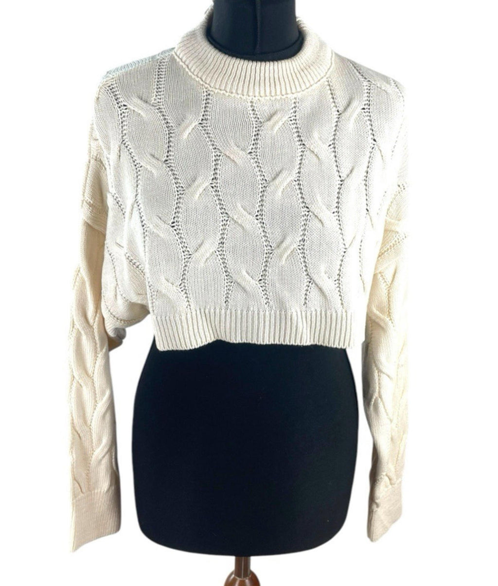Stradivarius Cream Cropped Jumper Aaron Knit Women’s UK Size XS