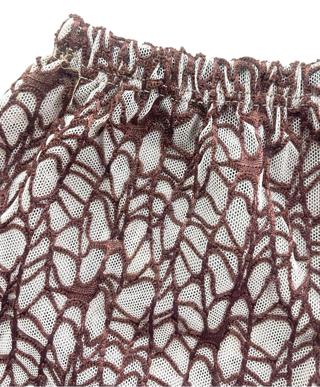 Brown Textured Semi Sheer Shorts Women''s UK Size 8