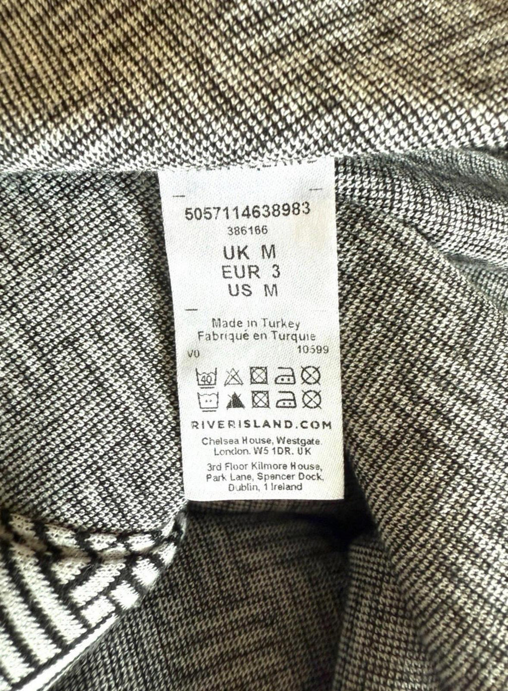 River Island London Shirt Blouse Black White Geometric Pattern Womens UK Size M