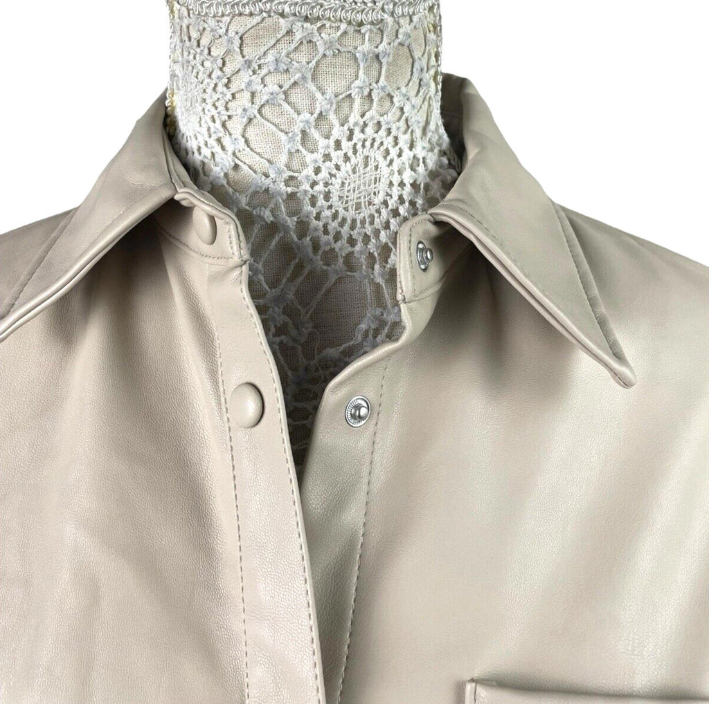 Stradivarius Beige Leather Look Shirt Jacket Women’s UK Size XS