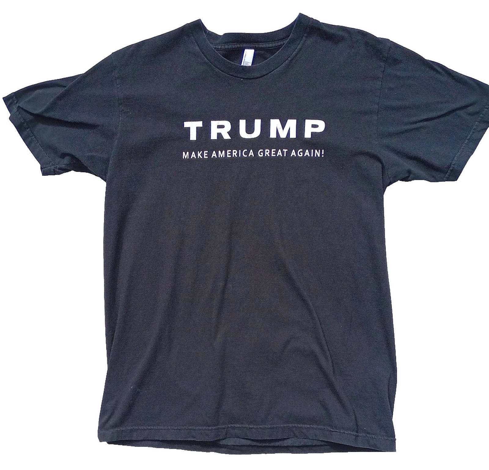Trump Print T-Shirt Men's UK Size L Black Crew Neck USA Make America Great Again