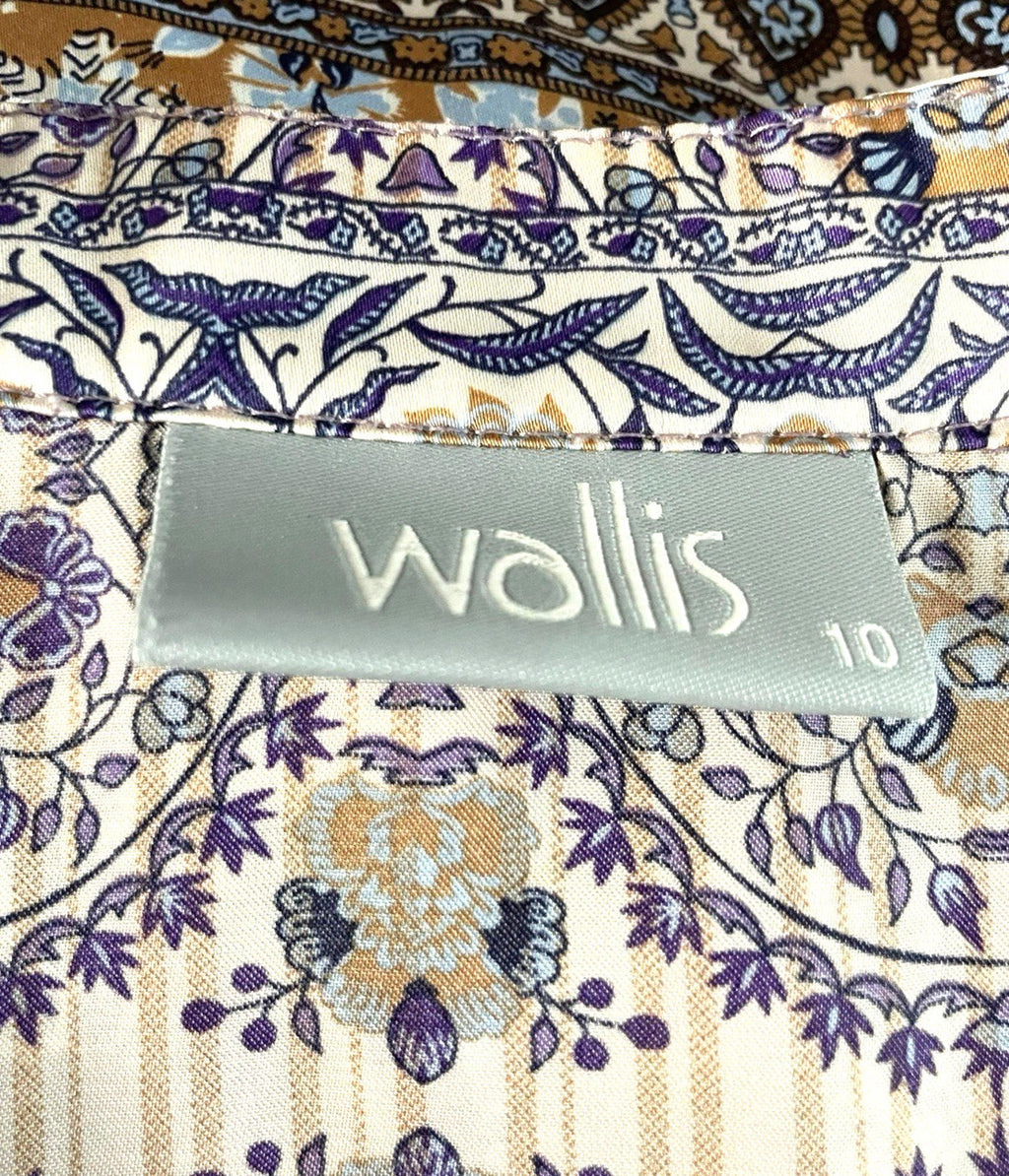 Wallis Satin Tunic Top Women’s UK Size 10 Paisley 3/4 Blouson Sleeves V-Neckline